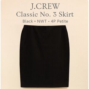 J.Crew Cotton Blend Lined Black Skirt Women's  Sz 4P Petite Workwear Career